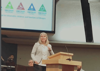 Charisa Knight speaking event sharing about Hawassa Hope's work in Ethiopia